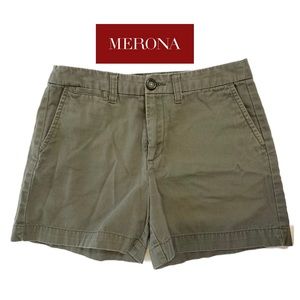 Merona Olive Army Green 100% Cotton Chino Shorts in Size 4